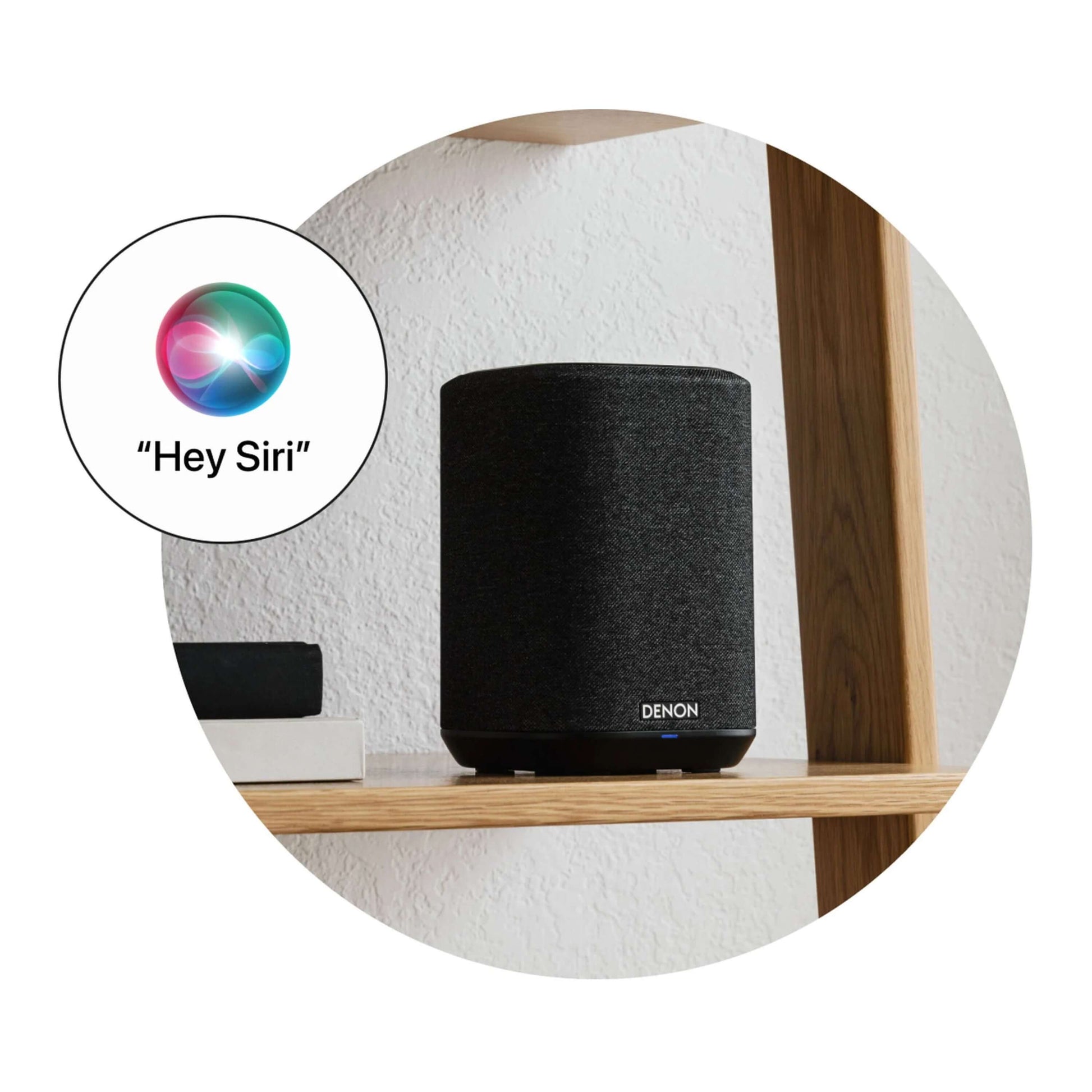 Denon Home 150 zvočnik s podporo za Apple AirPlay 2 in Bluetooth brezžično povezljivost.