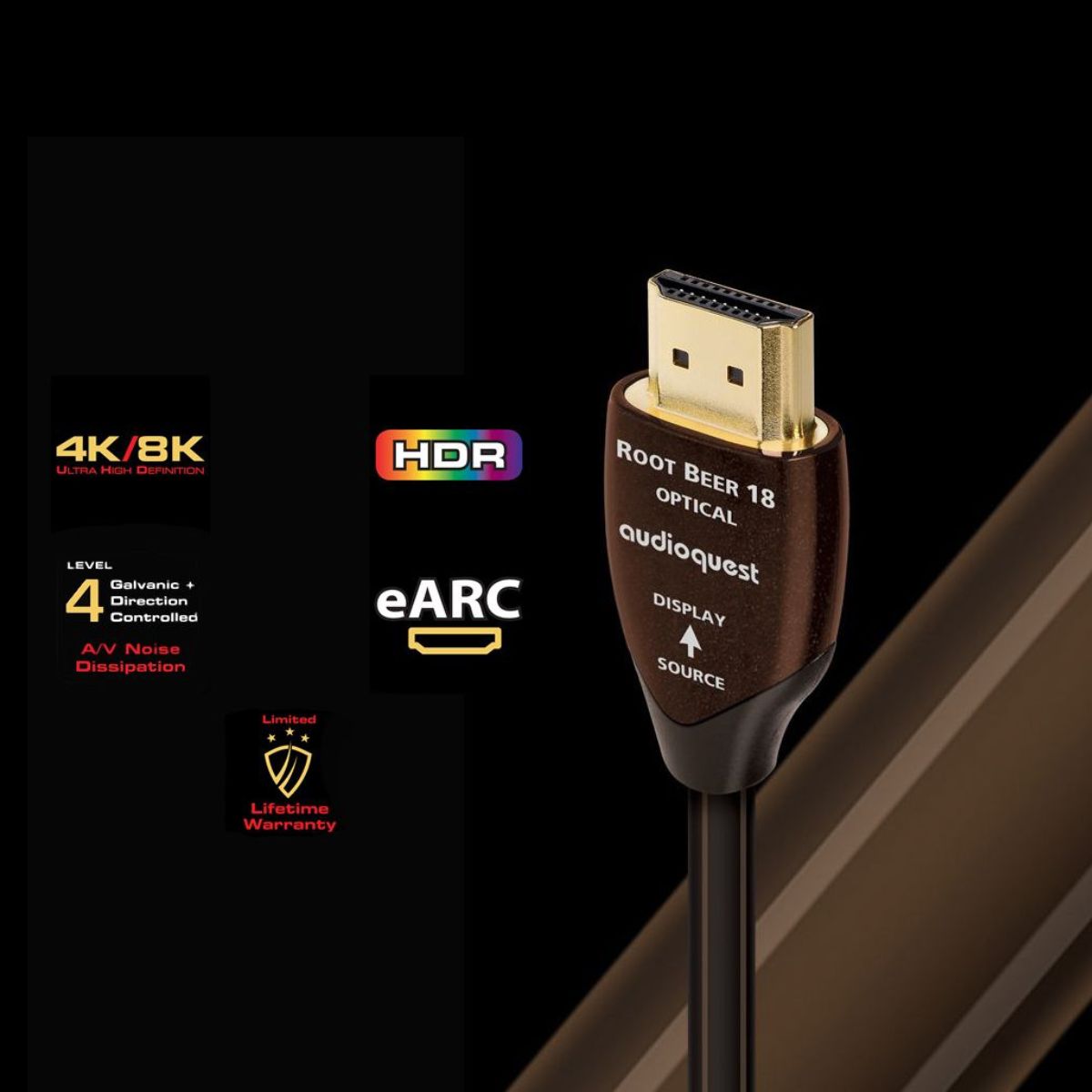 AudioQuest Optični HDMI kabel Root beer 18g, 4K-8K, 5m do 30m