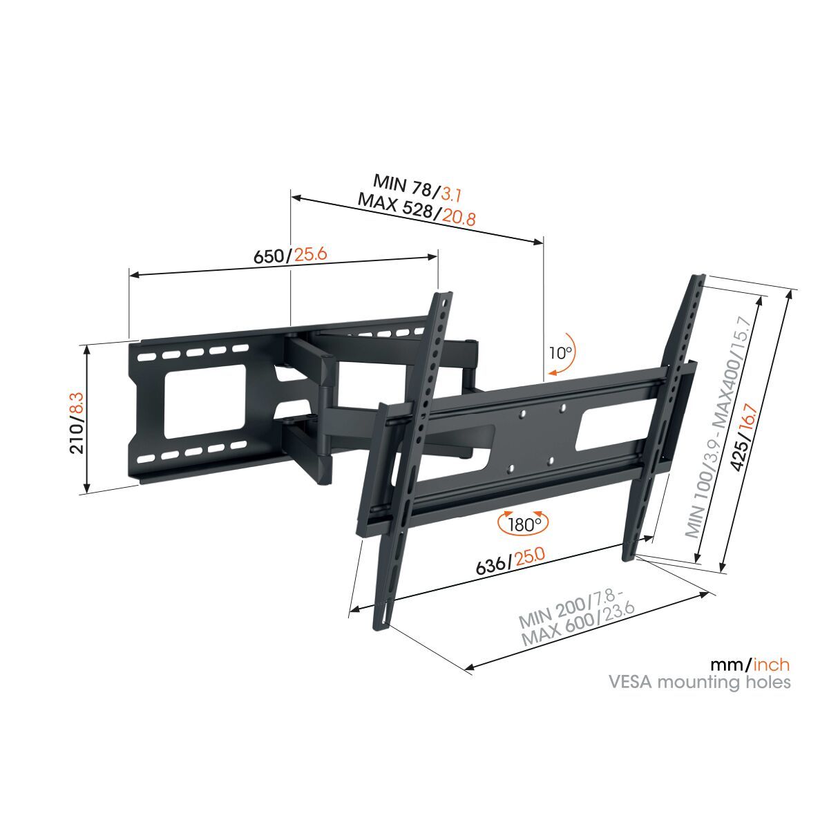 Vogels MA 4040 Full motion stenski nosilec, 40" do 77", 35kg, 180°