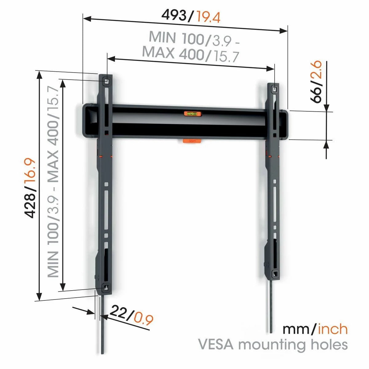 Vogels TVM 3405 fiksni OLED stenski nosilec, 32" do 77", 50kg